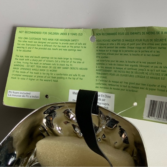 HEDZ UP Platinum Silver Skelton Face Mask Adult Size BRAND NEW - Picture 5 of 5